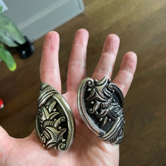 Vintage sterling silver hinged artisan bracelet Aztec Inca UNIQUE comfortable - Picture 4 of 9